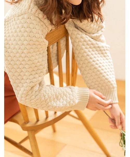 chocomee（チョコミー）の「popcorn short knit（ニット/セーター・レディース・アイボリー/ブラック・FREE）」の14枚目の写真