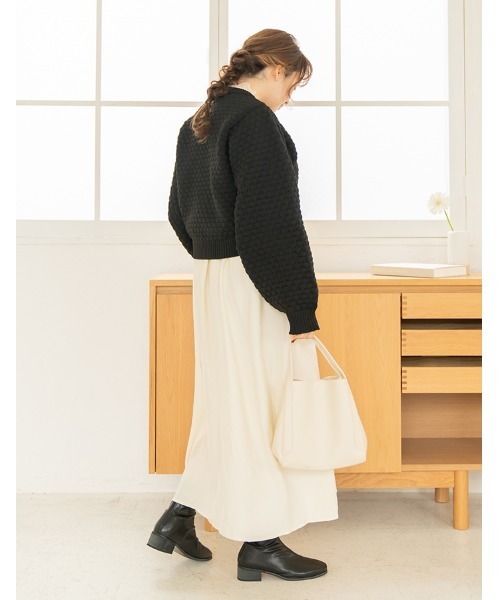chocomee（チョコミー）の「popcorn short knit（ニット/セーター・レディース・アイボリー/ブラック・FREE）」の10枚目の写真