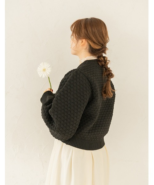 chocomee（チョコミー）の「popcorn short knit（ニット/セーター・レディース・アイボリー/ブラック・FREE）」の5枚目の写真