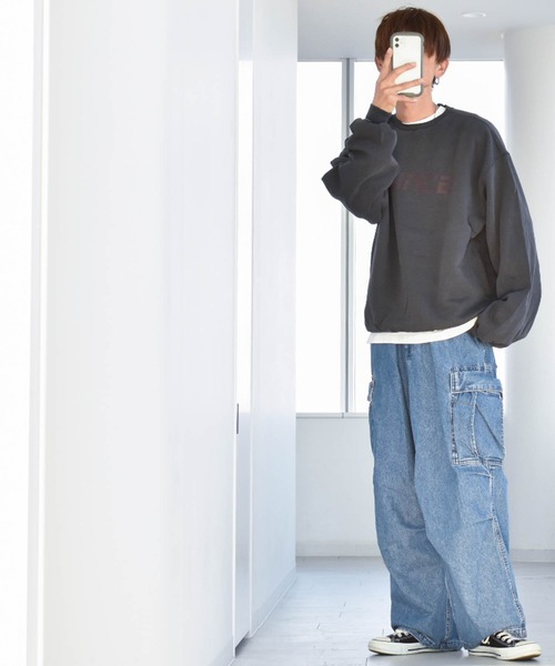 裏起毛 ピグメントプリント スウェットクルー（スウェット）｜Ritzy（リッツィー）