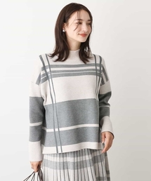 MK MICHEL KLEIN | チェック柄ニットプルオーバー/洗える(ニット/セーター)