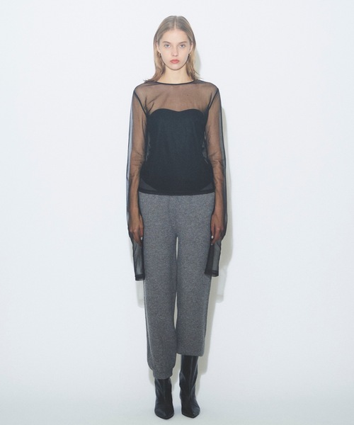 yae(ヤエ)の「Knit jogger pants/ニットジョガーパンツ(スウェットパンツ・レディース・ライトブルー/ホワイト/グレー・FREE)」の5枚目の写真