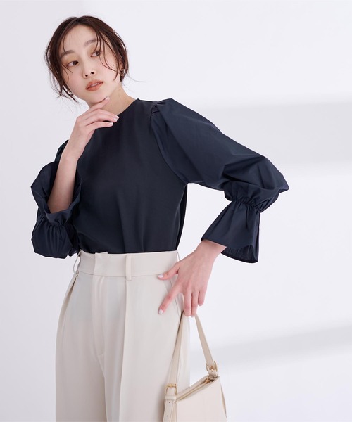 UR'S（ユアーズ）の「キャンディースリーブドッキングトップス（Tシャツ/カットソー・レディース・ホワイト/ネイビー・L/M/S）」の7枚目の写真