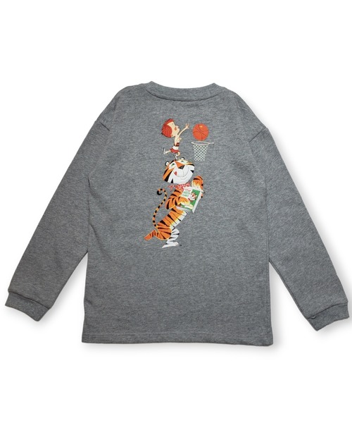 JUNKSOUL（ジャンクソウル）の「JUNKSOUL OUTDOOR/KELOGS(ケロッグ) TIGER BASKETBALL ロンT (M4)（Tシャツ/カットソー・キッズ・サーモンピンク/グレー・130/110/150/160/120/140/100）」の2枚目の写真