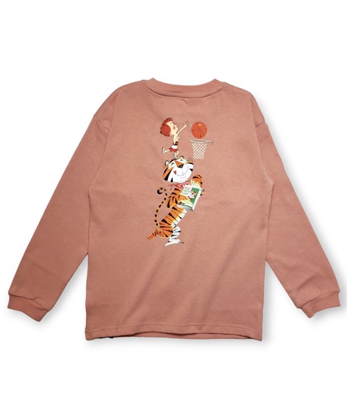 JUNKSOUL（ジャンクソウル）の「JUNKSOUL OUTDOOR/KELOGS(ケロッグ) TIGER BASKETBALL ロンT (M4)（Tシャツ/カットソー・キッズ・サーモンピンク/グレー・130/110/150/160/120/140/100）」の4枚目の写真