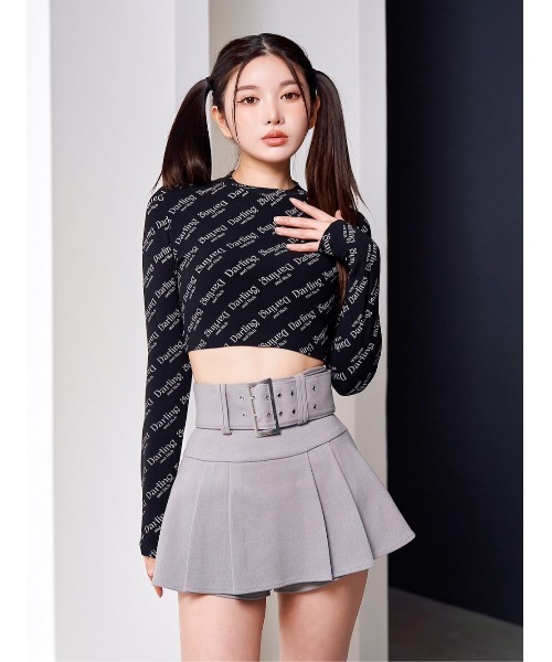 Darich（ダーリッチ）の「オブリークショートカットトップス（Tシャツ/カットソー・レディース・ピンク/ホワイト/ブラック・FREE）」の5枚目の写真