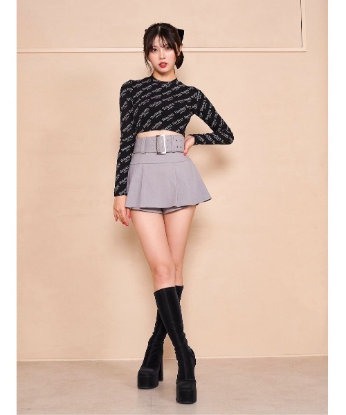 Darich（ダーリッチ）の「オブリークショートカットトップス（Tシャツ/カットソー・レディース・ピンク/ホワイト/ブラック・FREE）」の13枚目の写真