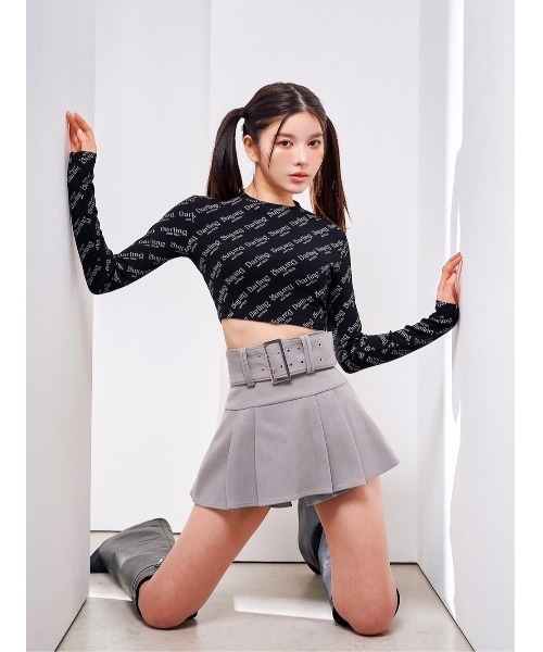 Darich（ダーリッチ）の「オブリークショートカットトップス（Tシャツ/カットソー・レディース・ピンク/ホワイト/ブラック・FREE）」の20枚目の写真