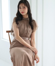 袖あり&ミモレ丈 パーティー ドレス マーメイド お呼ばれ 結婚式 フォーマル オケージョンドレス 二次会 成人式 同窓会 謝恩会 20代 30代