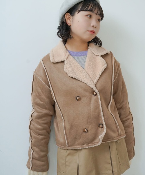 Auntie Rosa（アンティローザ）の「ショート丈フェイクムートンボアランチジャケット（その他アウター・レディース・ブラウン・MEDIUM/SMALL）」の3枚目の写真