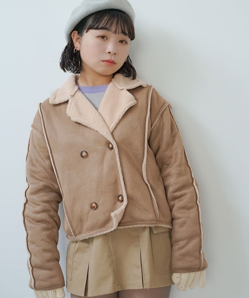 Auntie Rosa（アンティローザ）の「ショート丈フェイクムートンボアランチジャケット（その他アウター・レディース・ブラウン・MEDIUM/SMALL）」の4枚目の写真