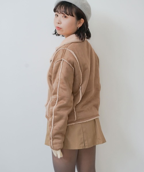 Auntie Rosa（アンティローザ）の「ショート丈フェイクムートンボアランチジャケット（その他アウター・レディース・ブラウン・MEDIUM/SMALL）」の6枚目の写真