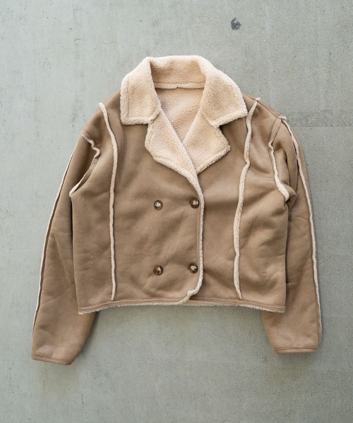 Auntie Rosa（アンティローザ）の「ショート丈フェイクムートンボアランチジャケット（その他アウター・レディース・ブラウン・MEDIUM/SMALL）」の7枚目の写真