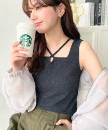 【累計販売枚数1万枚突破!】綿100%フライス.クロスホルターネックタンクトップ
