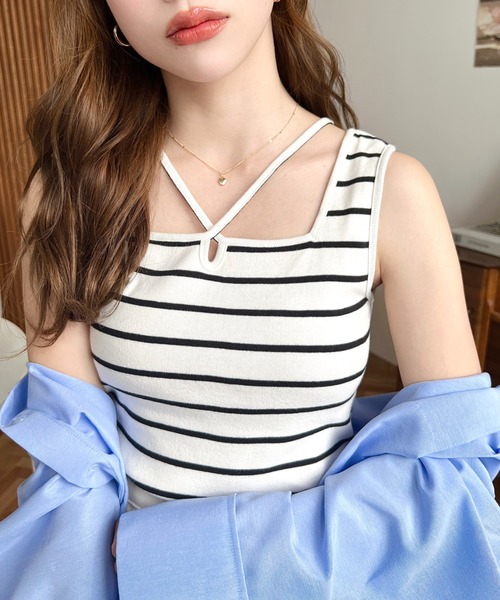 moment+（モーメントプラス）の「【累計販売枚数1万枚突破！】綿100％フライス.クロスホルターネックタンクトップ（タンクトップ・レディース・オートミール/モカ/オフホワイト/アイボリー/ブラック/ベージュ系その他/ホワイト系その他/チャコールグレー/ナチュラル/ブラウン・L/M）」の17枚目の写真