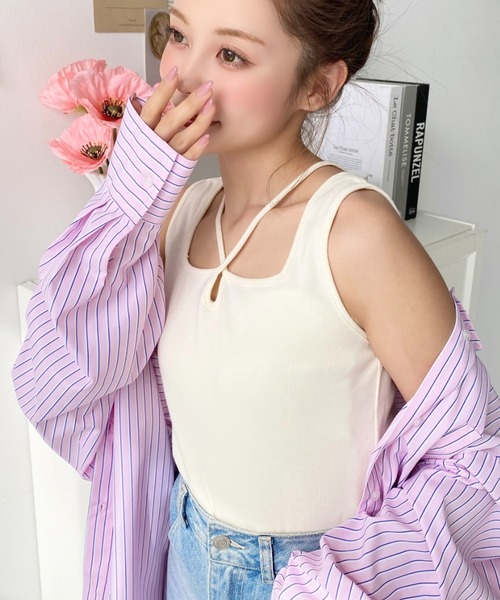 ANDMARY クロスストラップ タンクトップ ホワイト クロスストラップヘンリーブラタンク 2623 – ヨガウェア専門店