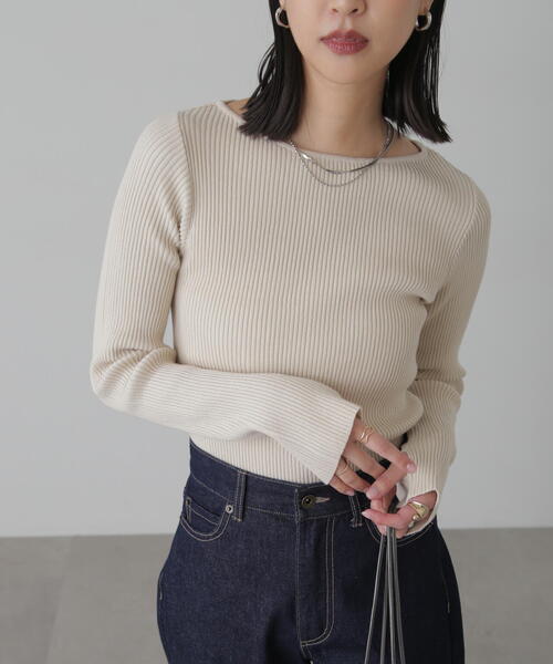 FREE'S MART（フリーズマート）の「◆[洗える]マシンウォッシャブルオーガニックコットン長袖ニット（ニット/セーター・レディース・ブラック/ブルー/ホワイト/ピンク・FREE）」の2枚目の写真