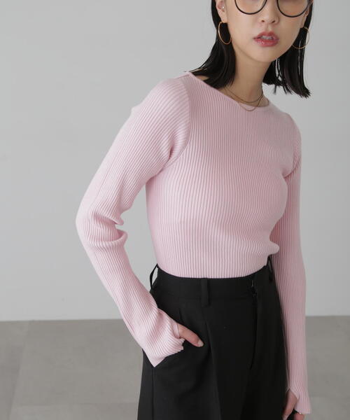 FREE'S MART（フリーズマート）の「◆[洗える]マシンウォッシャブルオーガニックコットン長袖ニット（ニット/セーター・レディース・ブラック/ブルー/ホワイト/ピンク・FREE）」の4枚目の写真