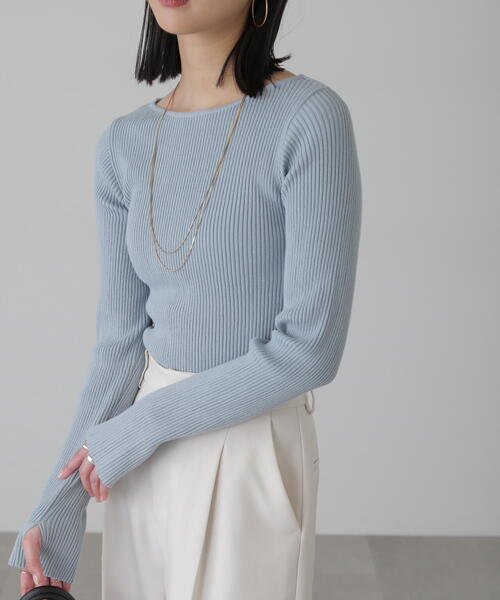 FREE'S MART（フリーズマート）の「◆[洗える]マシンウォッシャブルオーガニックコットン長袖ニット（ニット/セーター・レディース・ブラック/ブルー/ホワイト/ピンク・FREE）」の3枚目の写真