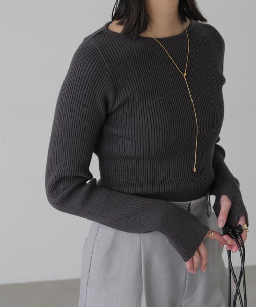 FREE'S MART（フリーズマート）の「◆[洗える]マシンウォッシャブルオーガニックコットン長袖ニット（ニット/セーター・レディース・ブラック/ブルー/ホワイト/ピンク・FREE）」の22枚目の写真