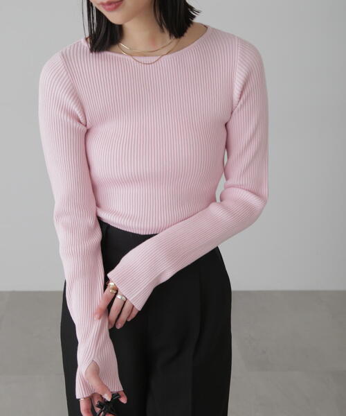 FREE'S MART（フリーズマート）の「◆[洗える]マシンウォッシャブルオーガニックコットン長袖ニット（ニット/セーター・レディース・ブラック/ブルー/ホワイト/ピンク・FREE）」の6枚目の写真