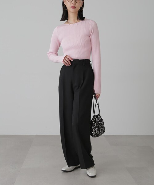 FREE'S MART（フリーズマート）の「◆[洗える]マシンウォッシャブルオーガニックコットン長袖ニット（ニット/セーター・レディース・ブラック/ブルー/ホワイト/ピンク・FREE）」の7枚目の写真