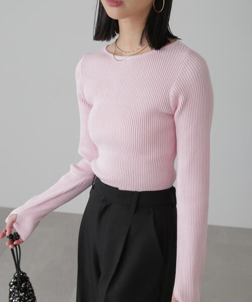 FREE'S MART（フリーズマート）の「◆[洗える]マシンウォッシャブルオーガニックコットン長袖ニット（ニット/セーター・レディース・ブラック/ブルー/ホワイト/ピンク・FREE）」の12枚目の写真