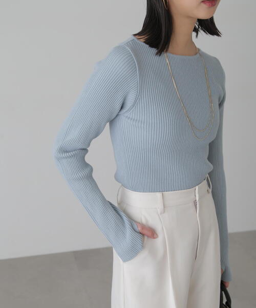 FREE'S MART（フリーズマート）の「◆[洗える]マシンウォッシャブルオーガニックコットン長袖ニット（ニット/セーター・レディース・ブラック/ブルー/ホワイト/ピンク・FREE）」の9枚目の写真