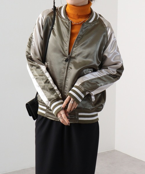 ACE(エース)の「ACE サテンスカジャン(スカジャン・メンズ・ピンク/レッド/ブラック/サックスブルー/カーキ/ブルーグリーン/ブルー・L/4L/LL/3L/M)」の3枚目の写真