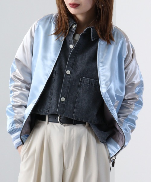 ACE(エース)の「ACE サテンスカジャン(スカジャン・メンズ・ピンク/レッド/ブラック/サックスブルー/カーキ/ブルーグリーン/ブルー・L/4L/LL/3L/M)」の4枚目の写真