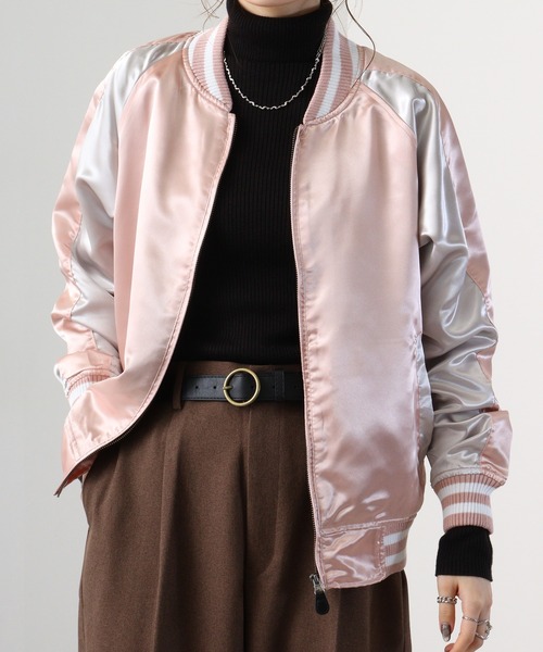 ACE(エース)の「ACE サテンスカジャン(スカジャン・メンズ・ピンク/レッド/ブラック/サックスブルー/カーキ/ブルーグリーン/ブルー・L/4L/LL/3L/M)」の7枚目の写真