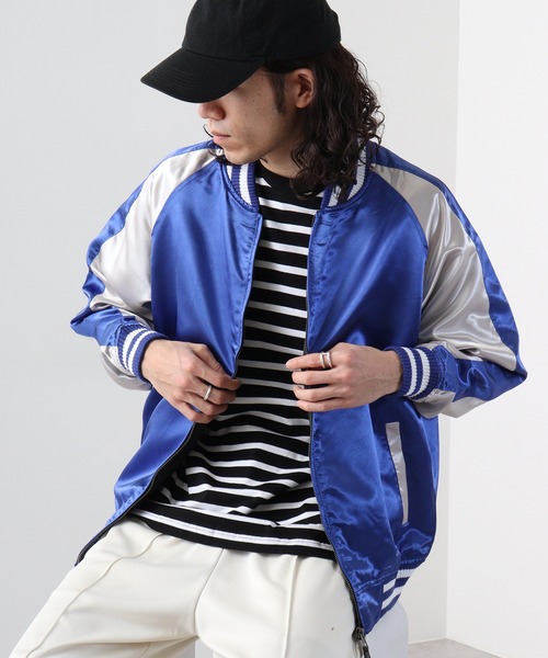 ACE(エース)の「ACE サテンスカジャン(スカジャン・メンズ・ピンク/レッド/ブラック/サックスブルー/カーキ/ブルーグリーン/ブルー・L/4L/LL/3L/M)」の5枚目の写真