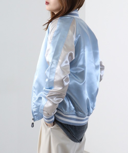 ACE(エース)の「ACE サテンスカジャン(スカジャン・メンズ・ピンク/レッド/ブラック/サックスブルー/カーキ/ブルーグリーン/ブルー・L/4L/LL/3L/M)」の11枚目の写真