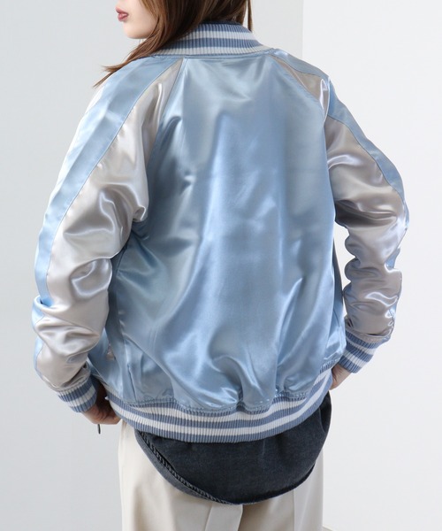 ACE(エース)の「ACE サテンスカジャン(スカジャン・メンズ・ピンク/レッド/ブラック/サックスブルー/カーキ/ブルーグリーン/ブルー・L/4L/LL/3L/M)」の10枚目の写真