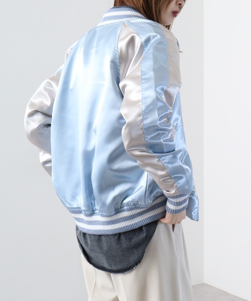 ACE(エース)の「ACE サテンスカジャン(スカジャン・メンズ・ピンク/レッド/ブラック/サックスブルー/カーキ/ブルーグリーン/ブルー・L/4L/LL/3L/M)」の9枚目の写真