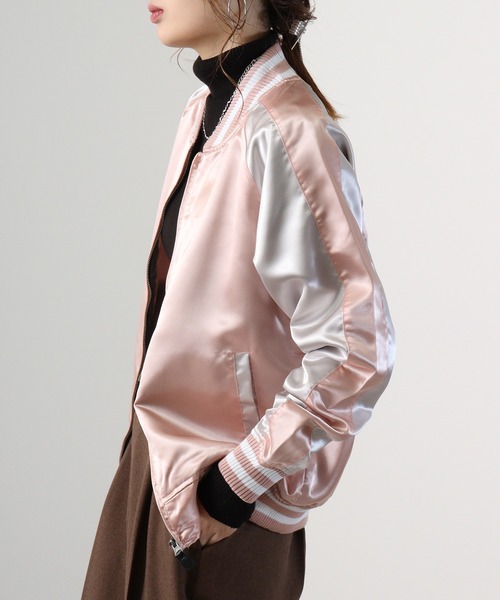 ACE(エース)の「ACE サテンスカジャン(スカジャン・メンズ・ピンク/レッド/ブラック/サックスブルー/カーキ/ブルーグリーン/ブルー・L/4L/LL/3L/M)」の14枚目の写真