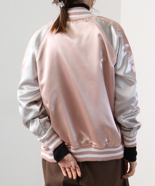 ACE(エース)の「ACE サテンスカジャン(スカジャン・メンズ・ピンク/レッド/ブラック/サックスブルー/カーキ/ブルーグリーン/ブルー・L/4L/LL/3L/M)」の15枚目の写真