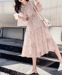 ウエストリボン ボウタイティアードワンピース