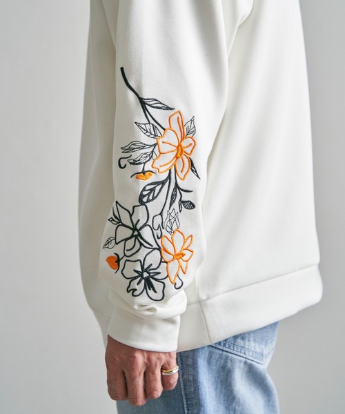 SCOTCH & SODA 刺繍クルーネックスウェット matsui/別注 ｢WARNING」バックフェルト刺繍 クルーネック