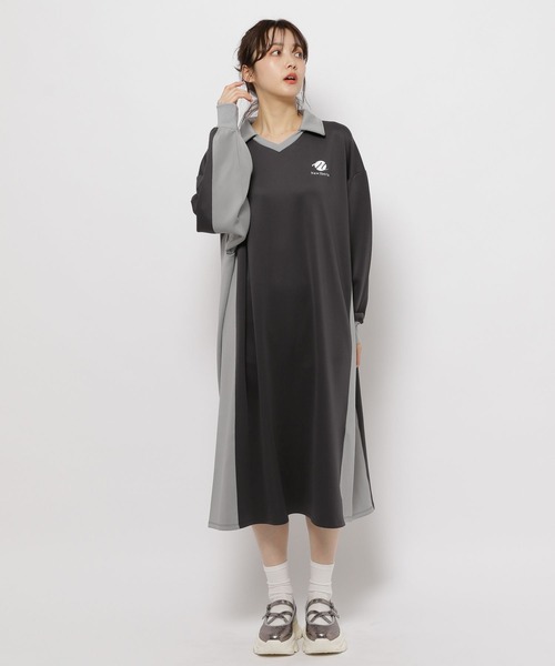 niko and...(ニコアンド)の「SPORTSユニフォームワンピース(ワンピース・レディース・チャコール/アイボリー/グレー・MEDIUM/LONG)」の9枚目の写真