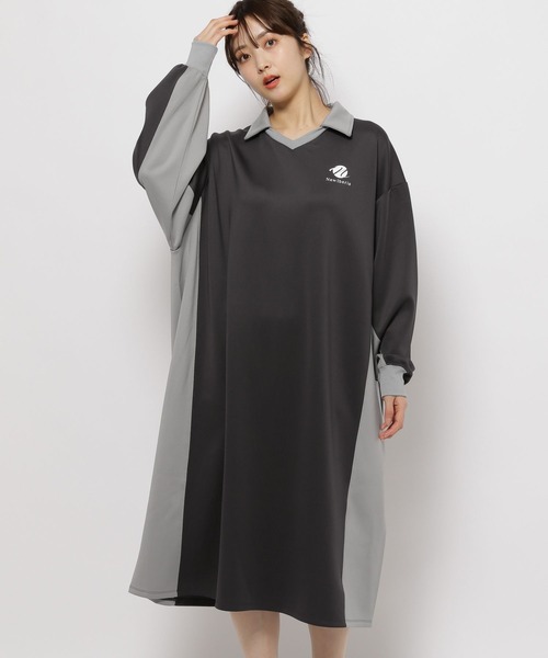 【新品タグ付き】クアルトユナイテッド＊ストレッチ＊ロゴ＊ニコちゃん＊ワンピース niko and（ニコアンド）の「SPORTSユニフォームワンピース