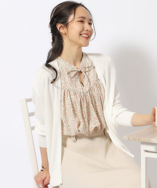 DRESKIP（ドレスキップ）の「◆【高レビュー/洗える/UV】さらりと羽織れる トッパーショートカーディガン（カーディガン/ボレロ・レディース・オフホワイト/ライトグレー/ピンク系/イエロー系その他/ブラック/ライトブルー・00）」の2枚目の写真