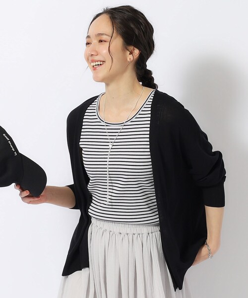 DRESKIP（ドレスキップ）の「◆【高レビュー/洗える/UV】さらりと羽織れる トッパーショートカーディガン（カーディガン/ボレロ・レディース・オフホワイト/ライトグレー/ピンク系/イエロー系その他/ブラック/ライトブルー・00）」の3枚目の写真