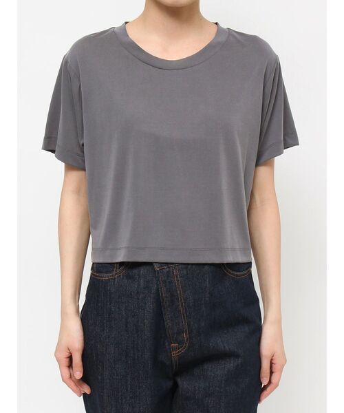 LAGUNAMOON（ラグナムーン）の「クロップドカットトップス（Tシャツ/カットソー・レディース・クリーム/チャコールグレー/アイボリー・FREE）」の5枚目の写真