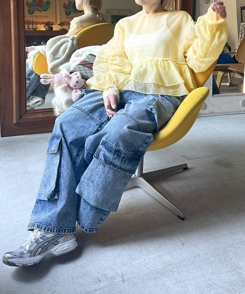 Alley by w closet（アリーバイダブルクローゼット）の「【Alley】シアーフリルボリューム袖プルオーバー（シャツ/ブラウス・レディース・イエロー/ブラック/オフホワイト・FREE）」の14枚目の写真