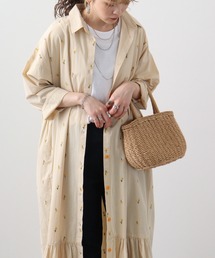 EMAGO お花刺繍ギャザーワンピース