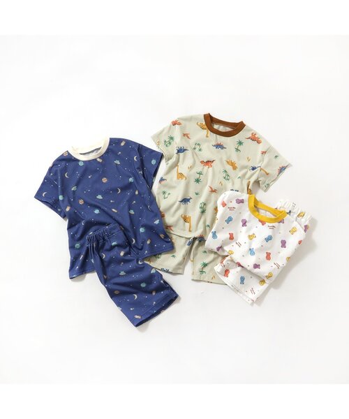 apres les cours(アプレレクール)の「【接触冷感・吸水速乾】バラエティ総柄BOYS 半袖パジャマ(ルームウェア/パジャマ・キッズ・アイボリー/ネイビー/カーキ・80/90/100/110/120/130)」の4枚目の写真