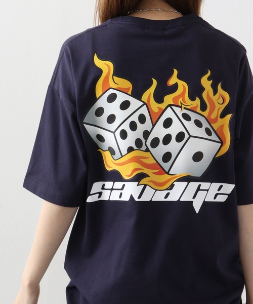 RGY(アールジーワイ)の「RGY ダイス両面プリント ビッグシルエットTシャツ(Tシャツ/カットソー・メンズ・ネイビー/ホワイト/ブラック・M/L)」の3枚目の写真