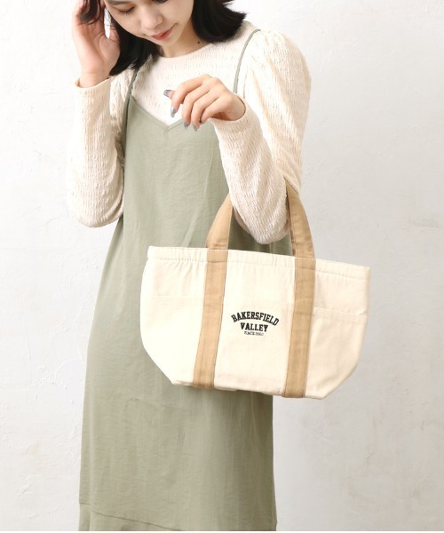 Per sist ence(パーシエンス)の「ロゴ刺繍前ポケット付キャンバス保冷ミニトート(エコバッグ/サブバッグ・レディース・アイボリー/ネイビー/ベージュ/ブラック/ホワイト×ブラック・FREE)」の14枚目の写真
