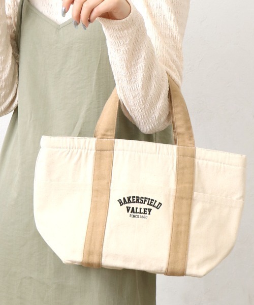 Per sist ence(パーシエンス)の「ロゴ刺繍前ポケット付キャンバス保冷ミニトート(エコバッグ/サブバッグ・レディース・アイボリー/ネイビー/ベージュ/ブラック/ホワイト×ブラック・FREE)」の15枚目の写真